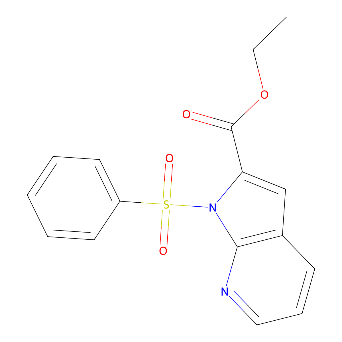 Ethyl 1-(phenylsulfonyl)-1H-pyrrolo[2,3-b]pyridine-2-carboxylate molecular structure, CAS 146603-30-7