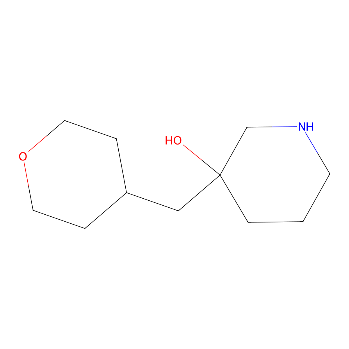 3-((Tetrahydro-2h-pyran-4-yl)methyl)piperidin-3-ol molecular structure, CAS 1466045-72-6