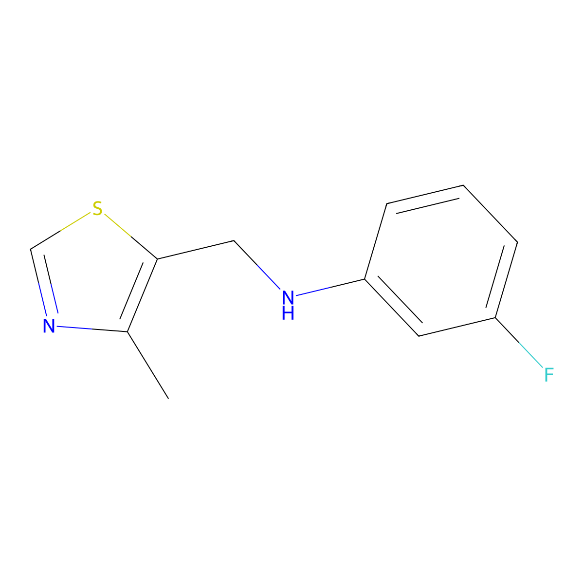 3-fluoro-N-[(4-methyl-1,3-thiazol-5-yl)methyl]aniline molecular structure, CAS 1466049-45-5