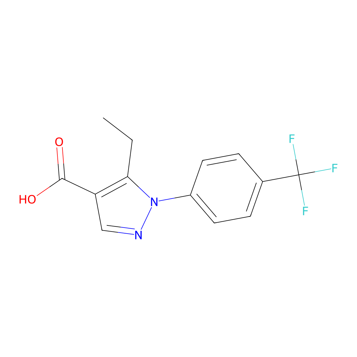 5-ethyl-1-[4-(trifluoromethyl)phenyl]-1H-pyrazole-4-carboxylic acid molecular structure, CAS 1466051-04-6