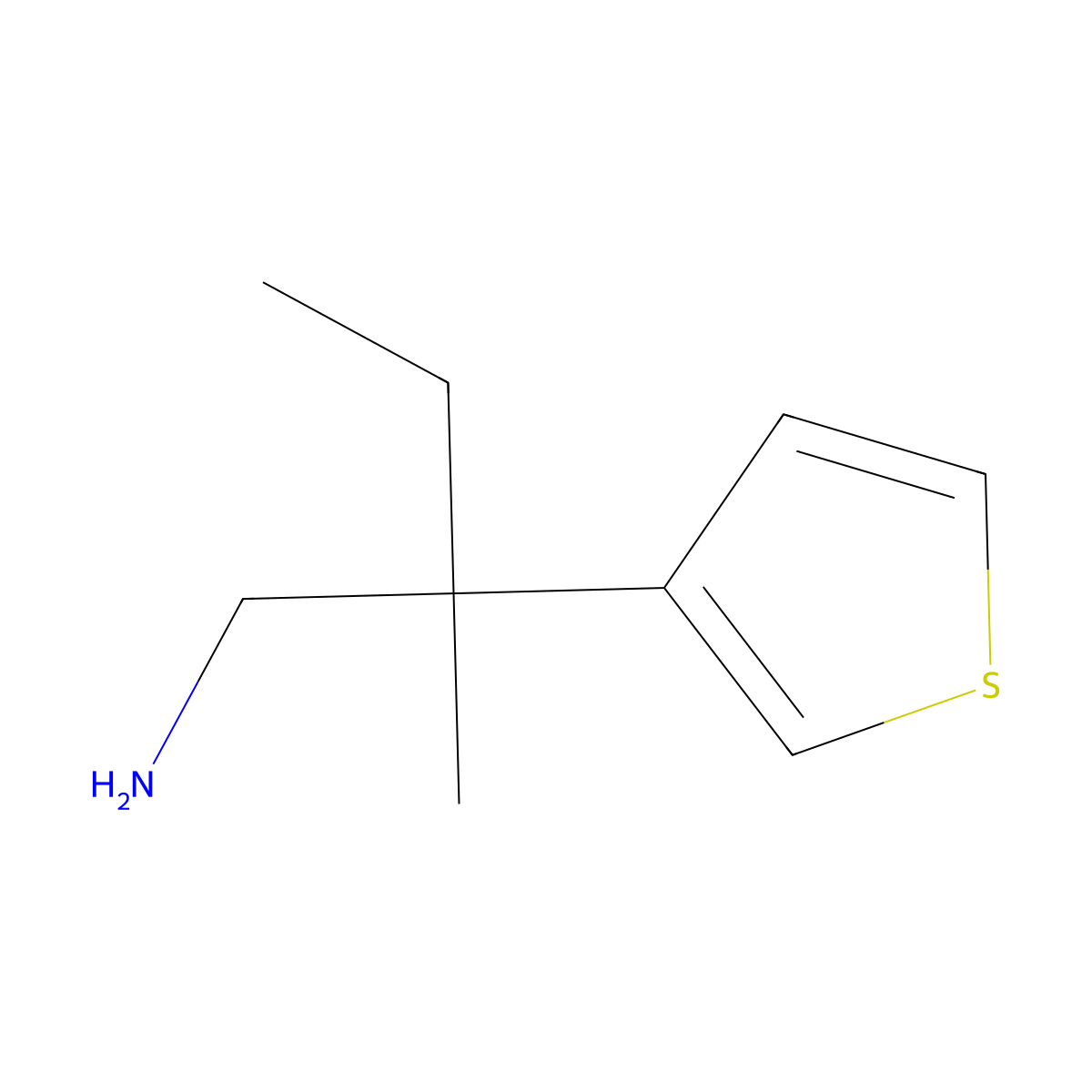 2-Methyl-2-(thiophen-3-yl)butan-1-amine molecular structure, CAS 1466068-66-5