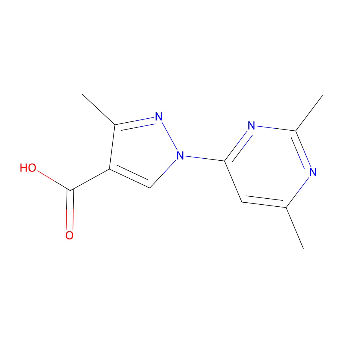1-(2,6-Dimethylpyrimidin-4-yl)-3-methyl-1h-pyrazole-4-carboxylic acid molecular structure, CAS 1466076-30-1