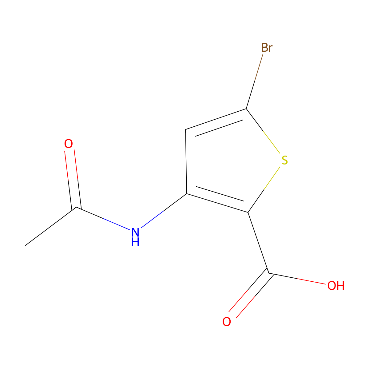 5-Bromo-3-acetamidothiophene-2-carboxylic acid molecular structure, CAS 1466078-67-0
