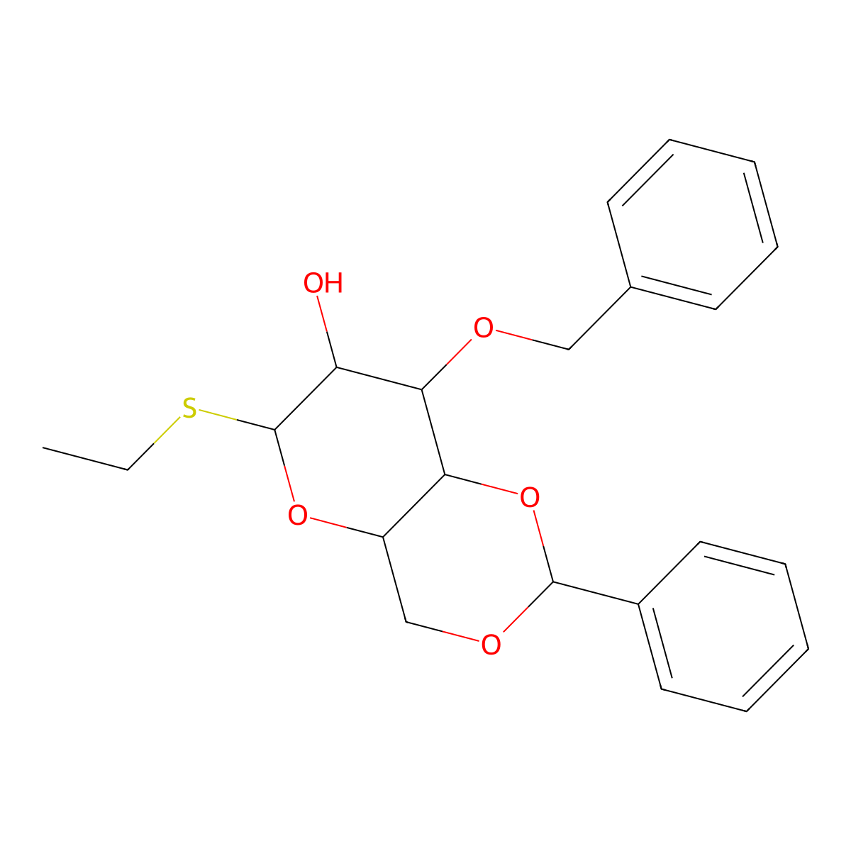 Ethyl 3-O-benzyl-4,6-O-benzylidene-1-thio-beta-D-glucopyranoside molecular structure, CAS 146608-95-9