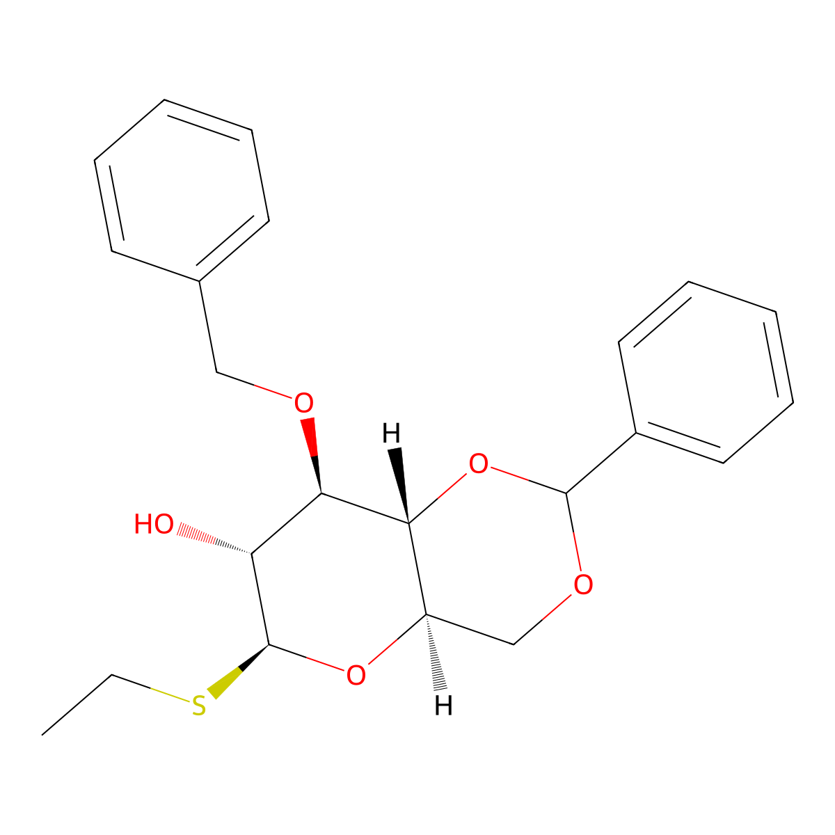 Ethyl 3-O-benzyl-4,6-O-benzylidene-1-thio-beta-D-glucopyranoside molecular structure, CAS 146608-95-9
