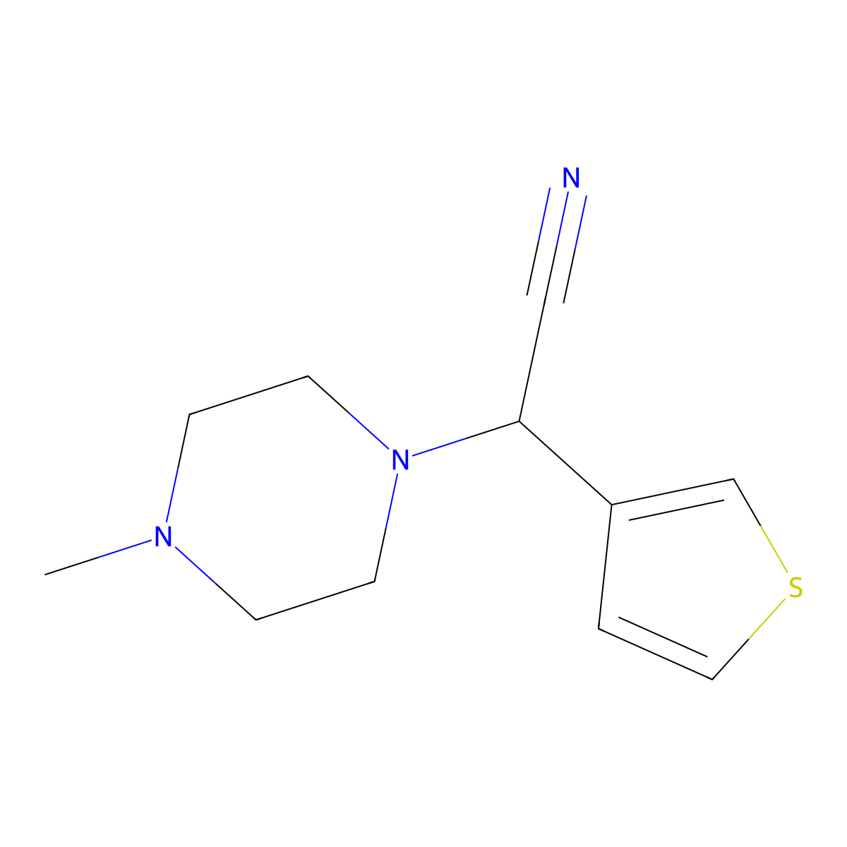 2-(4-Methylpiperazin-1-yl)-2-(thiophen-3-yl)acetonitrile molecular structure, CAS 1466089-67-7