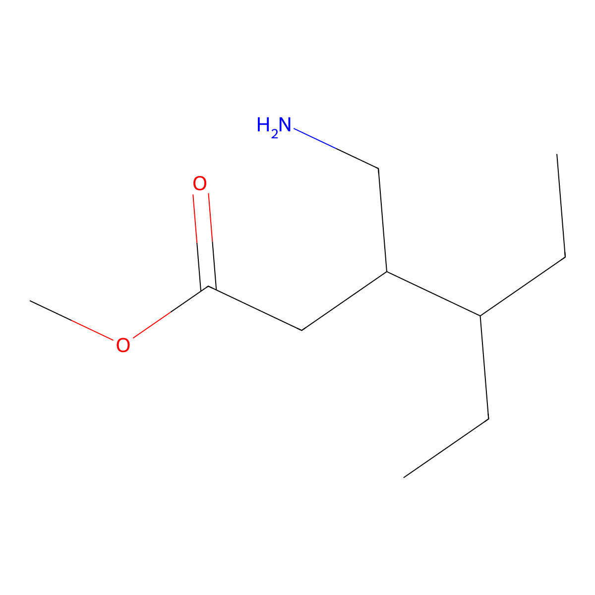 Methyl 3-(aminomethyl)-4-ethylhexanoate molecular structure, CAS 1466100-86-6