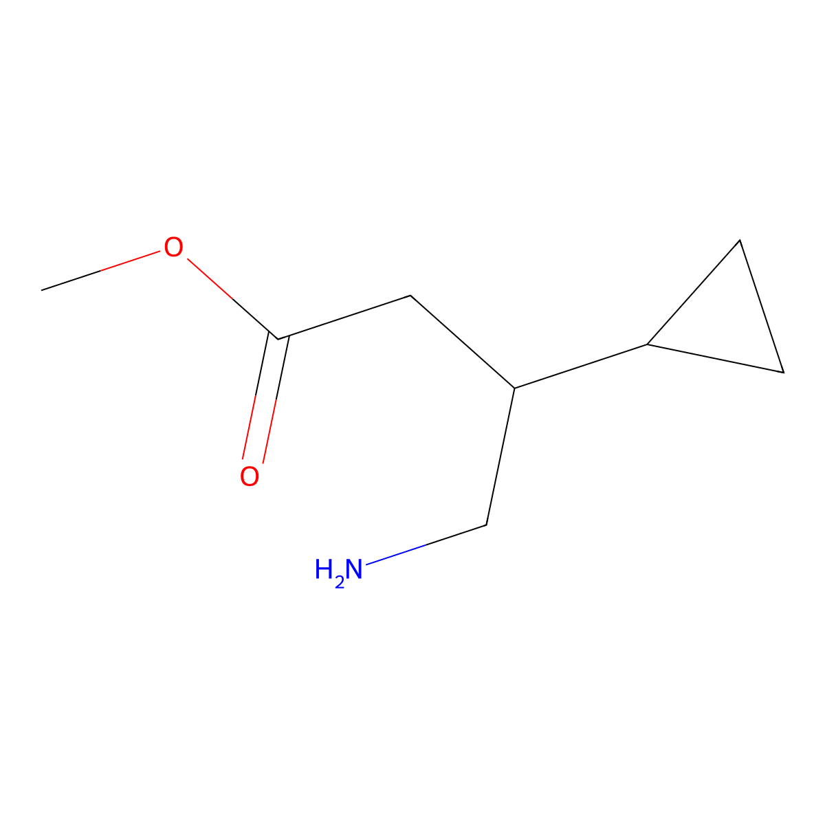Methyl 4-amino-3-cyclopropylbutanoate molecular structure, CAS 1466105-30-5