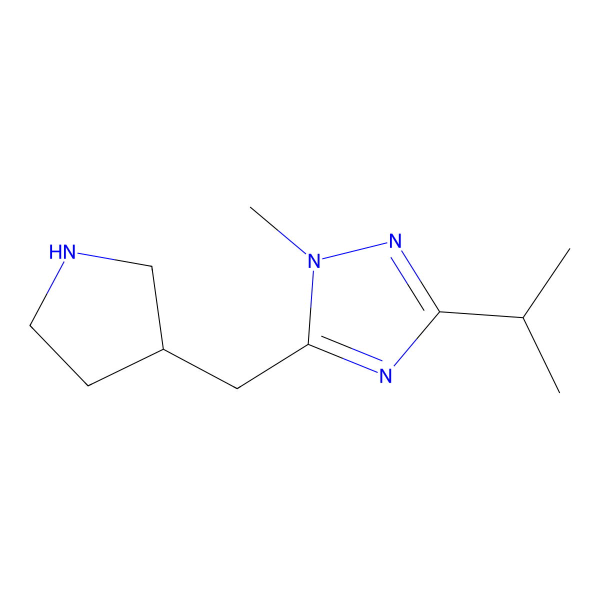 3-Isopropyl-1-methyl-5-(pyrrolidin-3-ylmethyl)-1h-1,2,4-triazole molecular structure, CAS 1466107-27-6