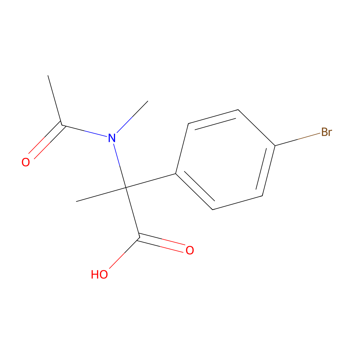 2-(4-bromophenyl)-2-(N-methylacetamido)propanoic acid molecular structure, CAS 1466111-48-7