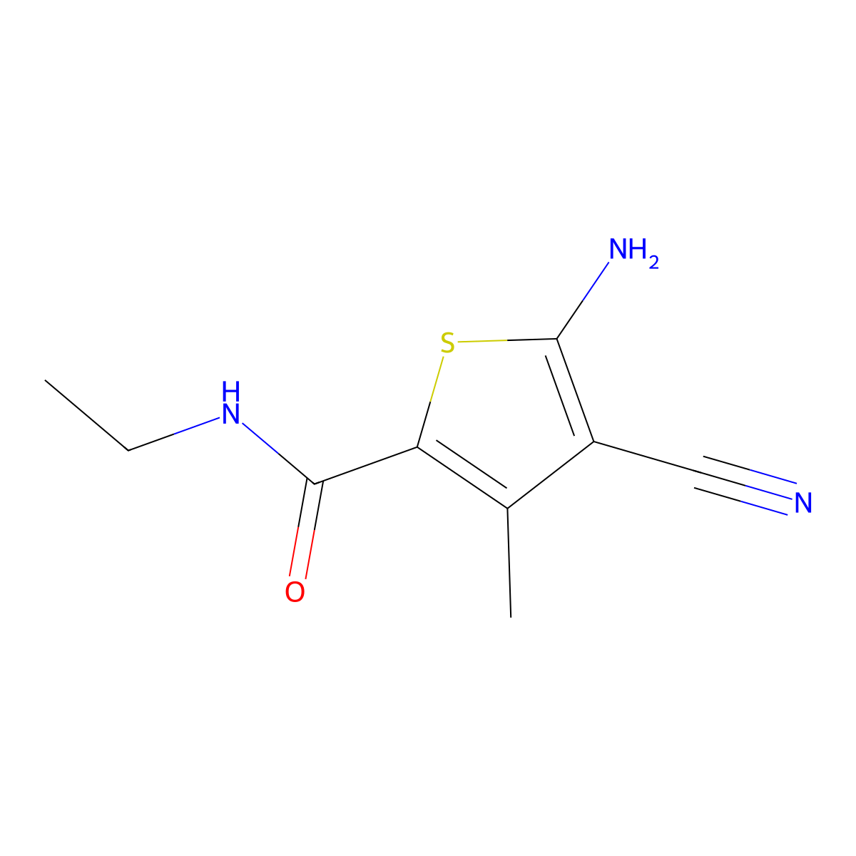5-amino-4-cyano-N-ethyl-3-methylthiophene-2-carboxamide molecular structure, CAS 1466111-91-0