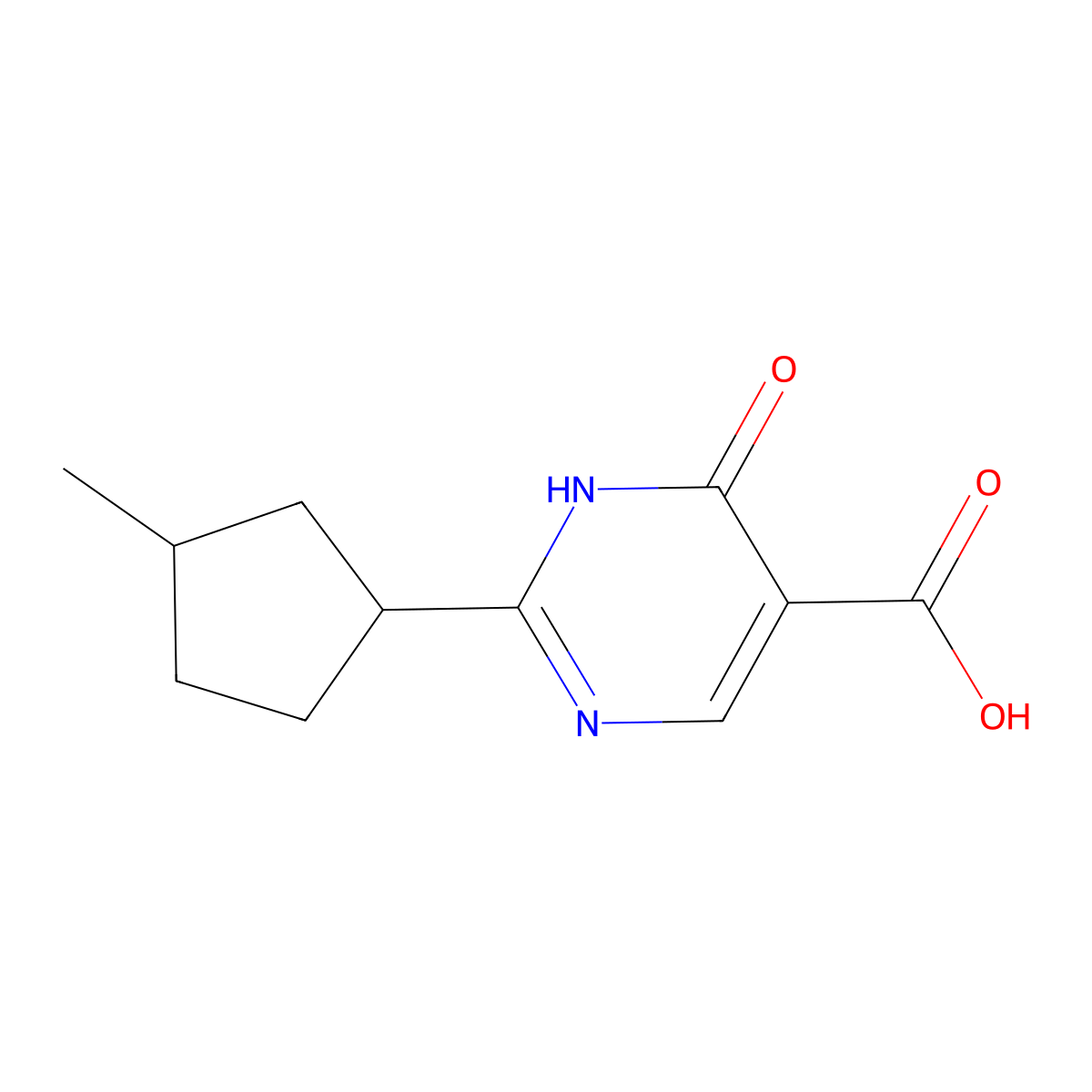 2-(3-Methylcyclopentyl)-6-oxo-1,6-dihydropyrimidine-5-carboxylic acid molecular structure, CAS 1466115-20-7