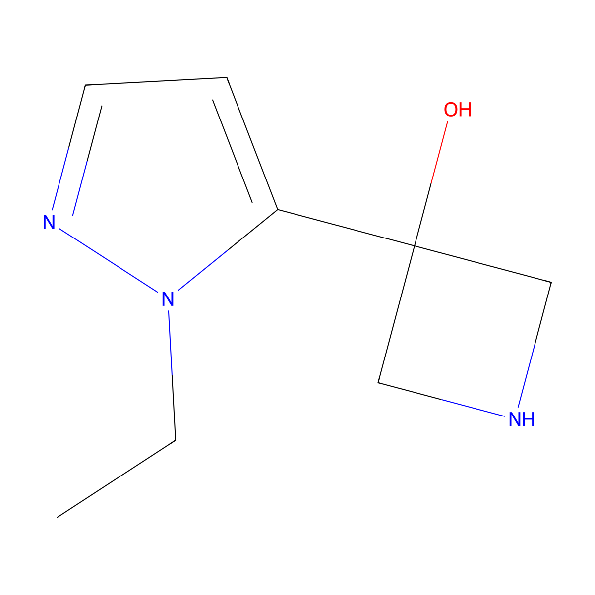 3-(1-ethyl-1H-pyrazol-5-yl)azetidin-3-ol molecular structure, CAS 1466119-65-2