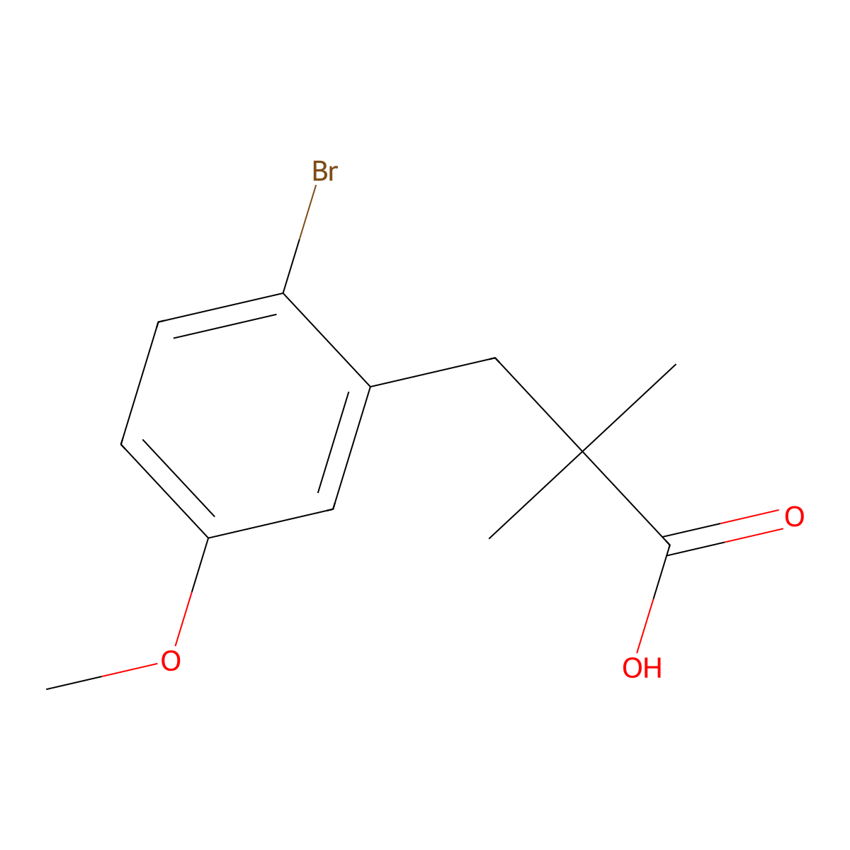 3-(2-Bromo-5-methoxyphenyl)-2,2-dimethylpropanoic acid molecular structure, CAS 1466138-38-4