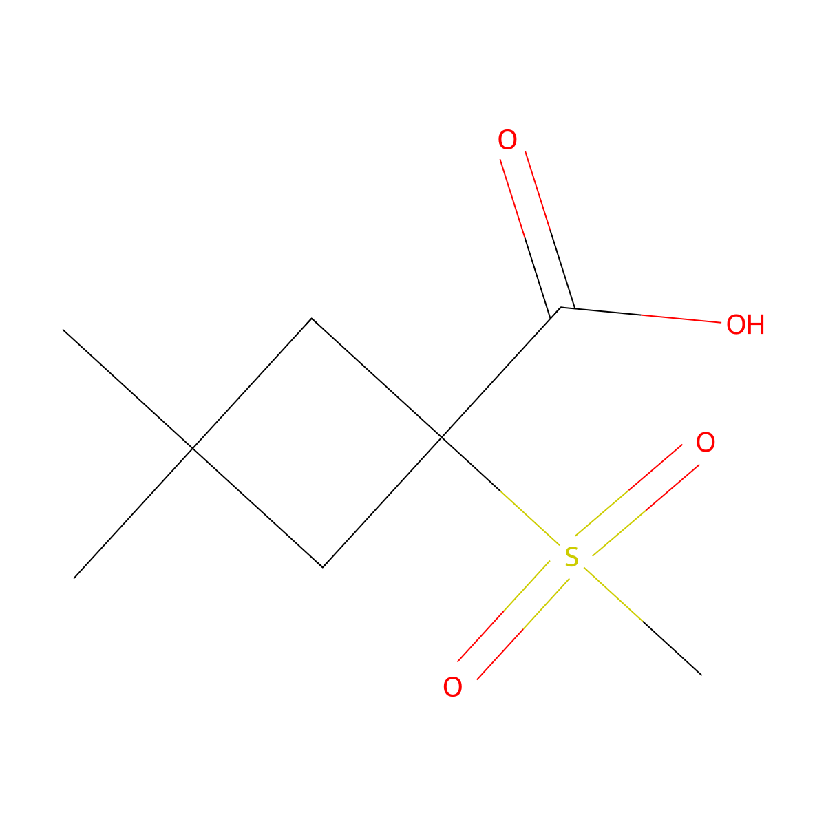 1-Methanesulfonyl-3,3-dimethylcyclobutane-1-carboxylic acid molecular structure, CAS 1466146-87-1