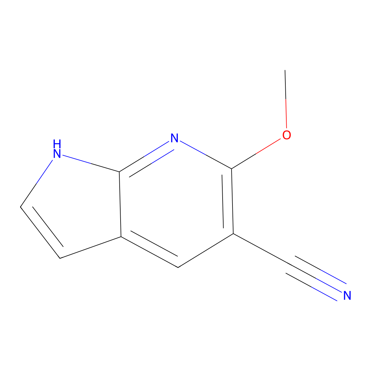 6-Methoxy-1H-pyrrolo[2,3-b]pyridine-5-carbonitrile molecular structure, CAS 1466150-16-2