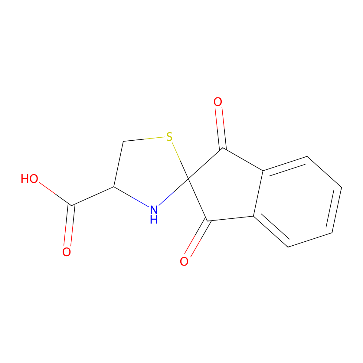 1,3-Dioxo-1,3-dihydrospiro[indene-2,2'-[1,3]thiazolidine]-4'-carboxylic acid molecular structure, CAS 1466166-03-9
