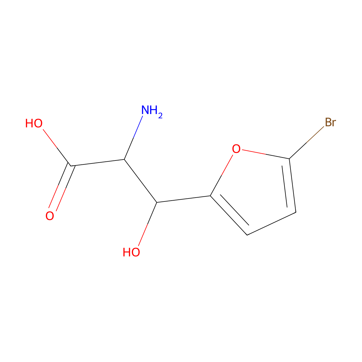 2-Amino-3-(5-bromofuran-2-yl)-3-hydroxypropanoic acid molecular structure, CAS 1466175-81-4