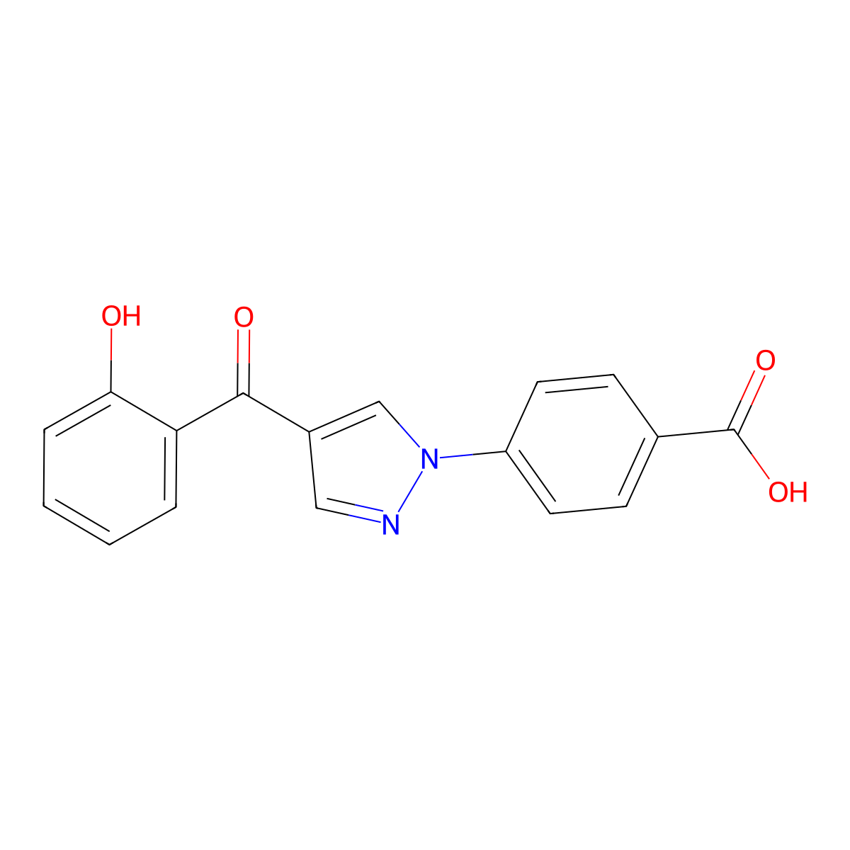 4-[4-(2-hydroxybenzoyl)-1H-pyrazol-1-yl]benzenecarboxylic acid molecular structure, CAS 146618-31-7
