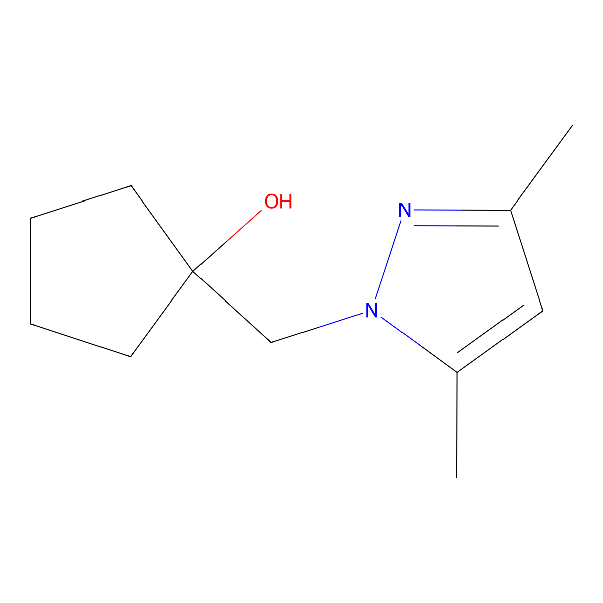 1-[(3,5-dimethyl-1H-pyrazol-1-yl)methyl]cyclopentan-1-ol molecular structure, CAS 1466206-43-8