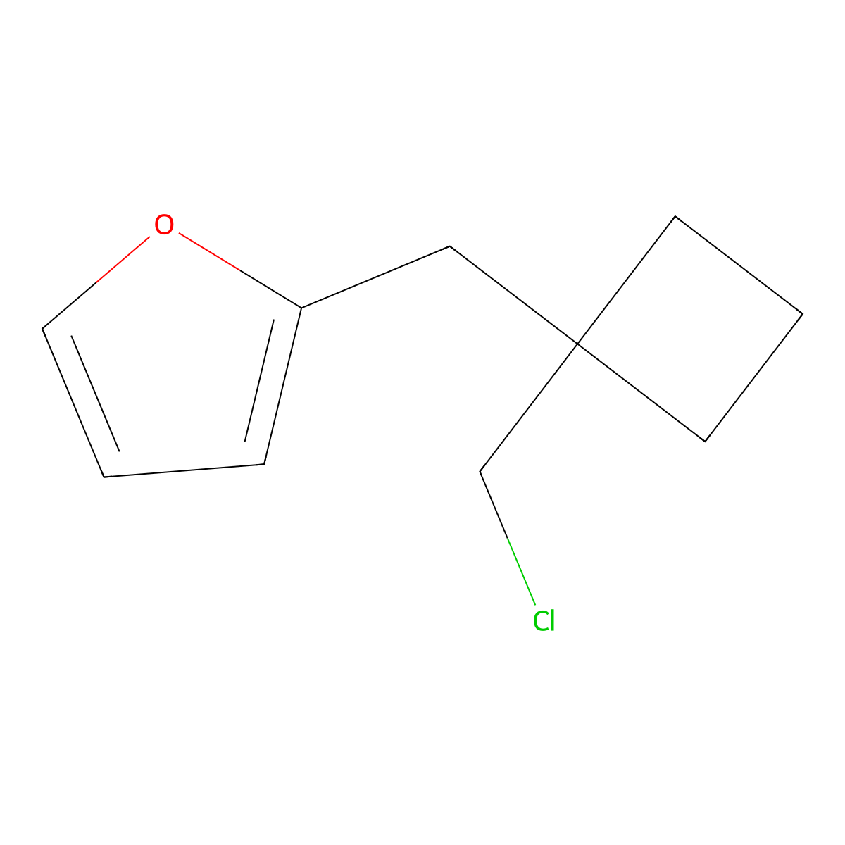 2-((1-(Chloromethyl)cyclobutyl)methyl)furan molecular structure, CAS 1466217-54-8