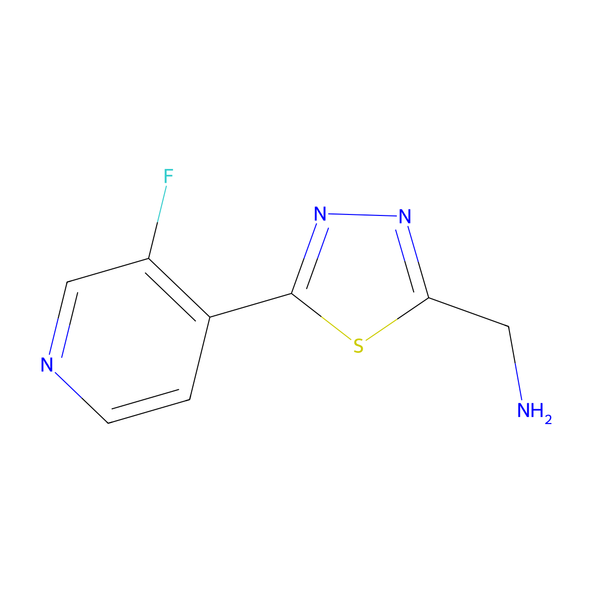 [5-(3-Fluoropyridin-4-yl)-1,3,4-thiadiazol-2-yl]methanamine molecular structure, CAS 1466227-72-4