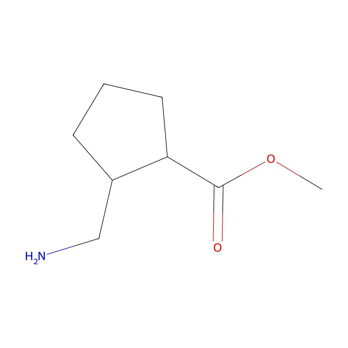Methyl 2-(aminomethyl)cyclopentane-1-carboxylate molecular structure, CAS 1466228-91-0