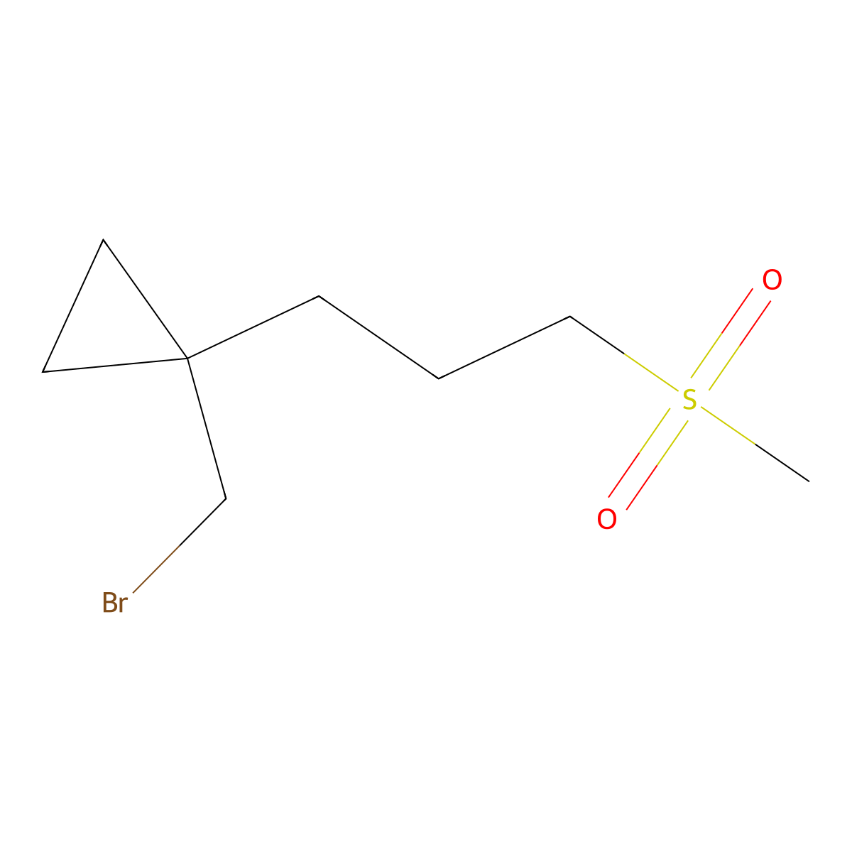 1-(Bromomethyl)-1-(3-methanesulfonylpropyl)cyclopropane molecular structure, CAS 1466229-44-6