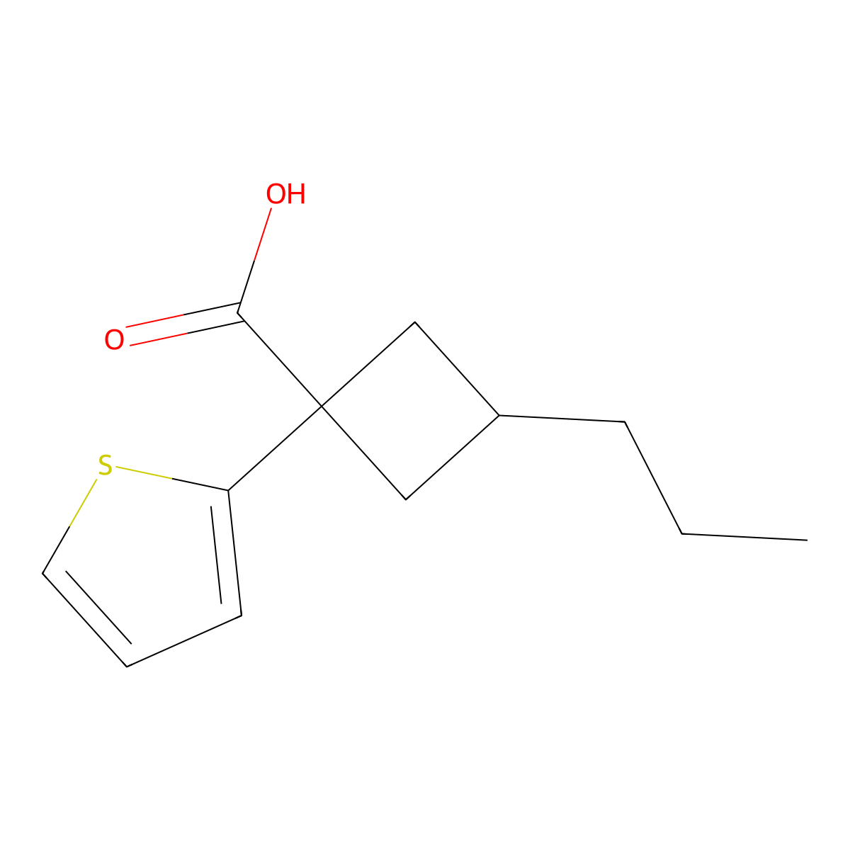 3-Propyl-1-(thiophen-2-yl)cyclobutane-1-carboxylic acid molecular structure, CAS 1466258-46-7