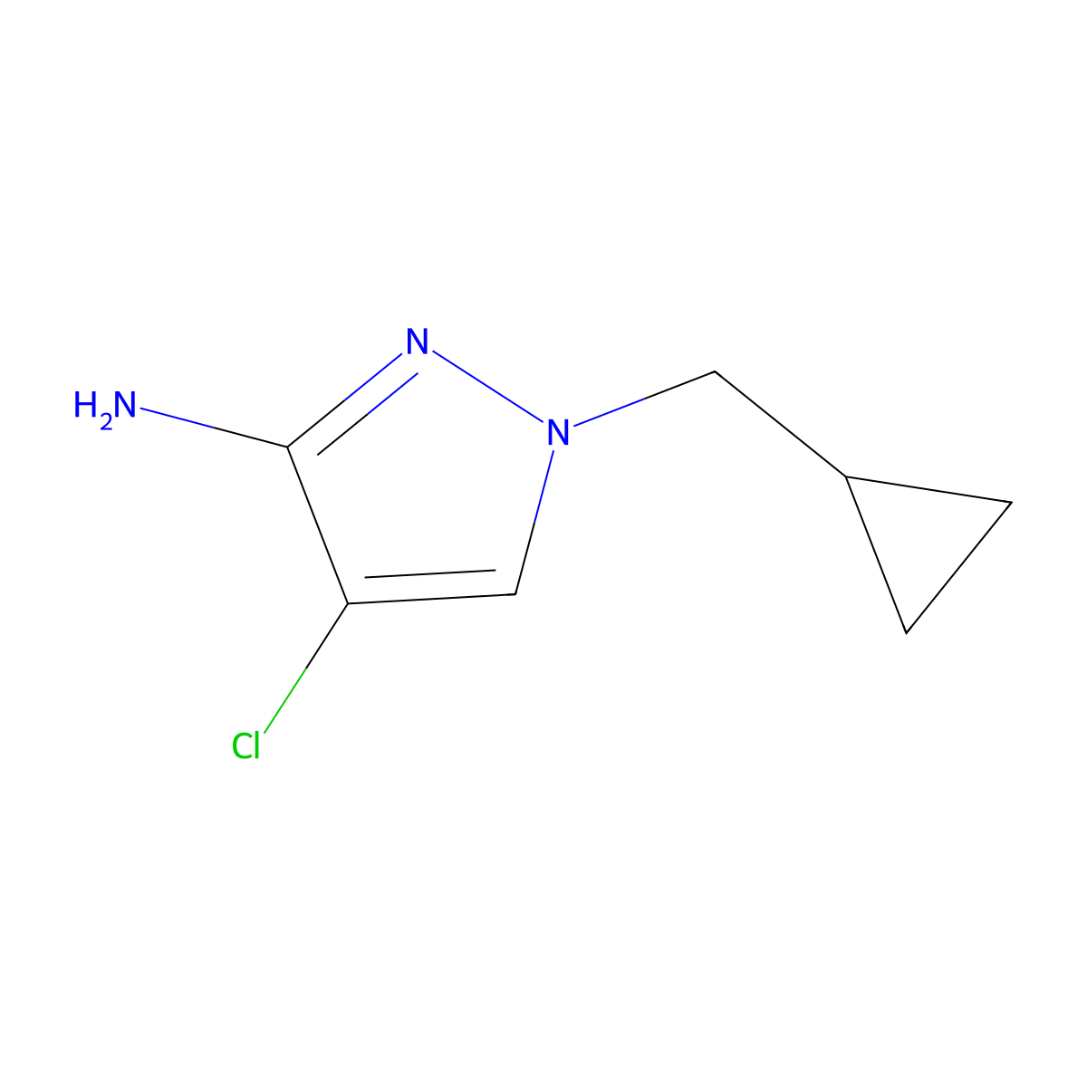 4-chloro-1-(cyclopropylmethyl)-1H-pyrazol-3-amine molecular structure, CAS 1466264-96-9