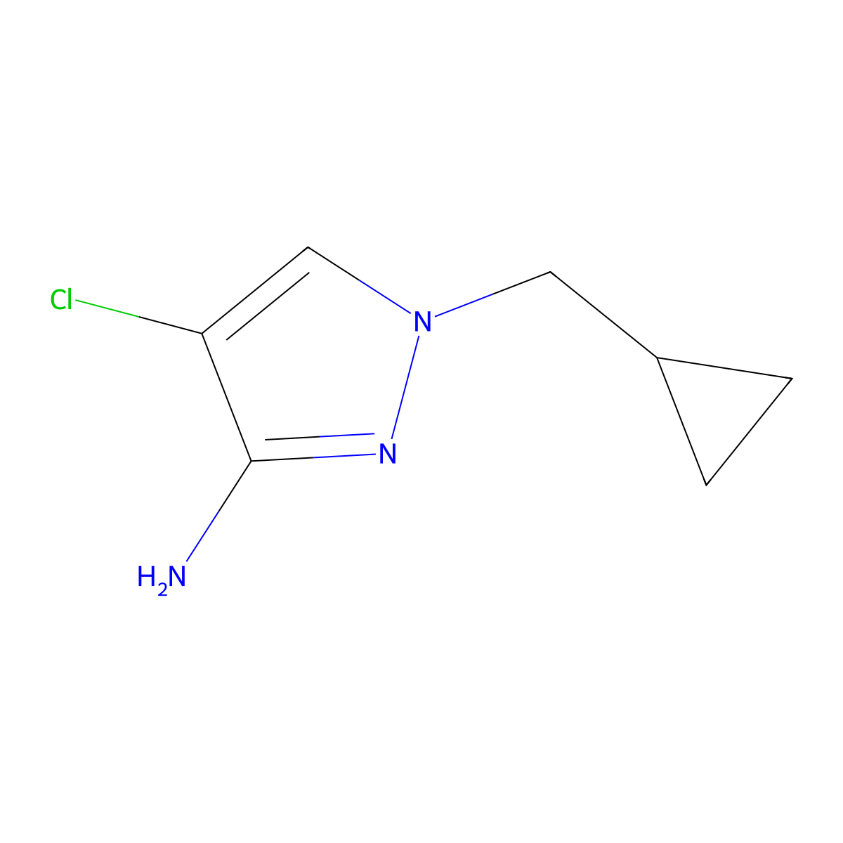 4-chloro-1-(cyclopropylmethyl)-1H-pyrazol-3-amine molecular structure, CAS 1466264-96-9