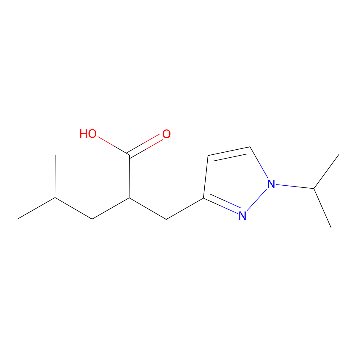 4-Methyl-2-{[1-(propan-2-yl)-1H-pyrazol-3-yl]methyl}pentanoic acid molecular structure, CAS 1466266-09-0
