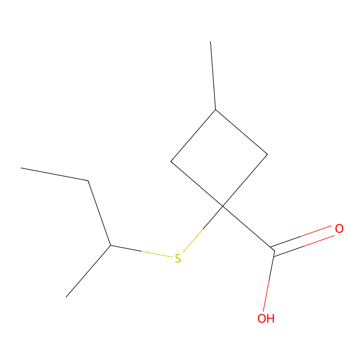 1-(Sec-butylthio)-3-methylcyclobutane-1-carboxylic acid molecular structure, CAS 1466312-19-5