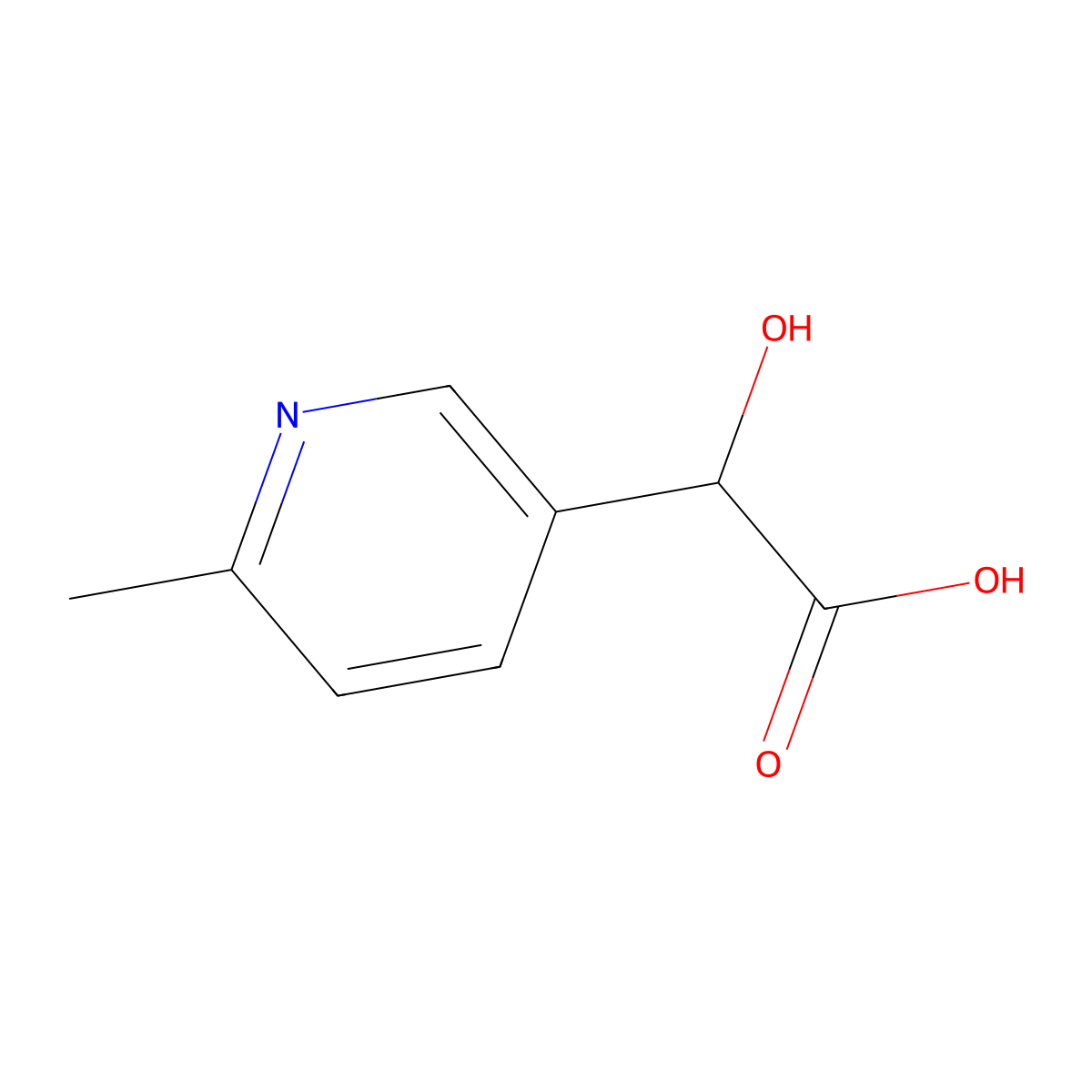 2-Hydroxy-2-(6-methylpyridin-3-yl)acetic acid molecular structure, CAS 1466312-82-2