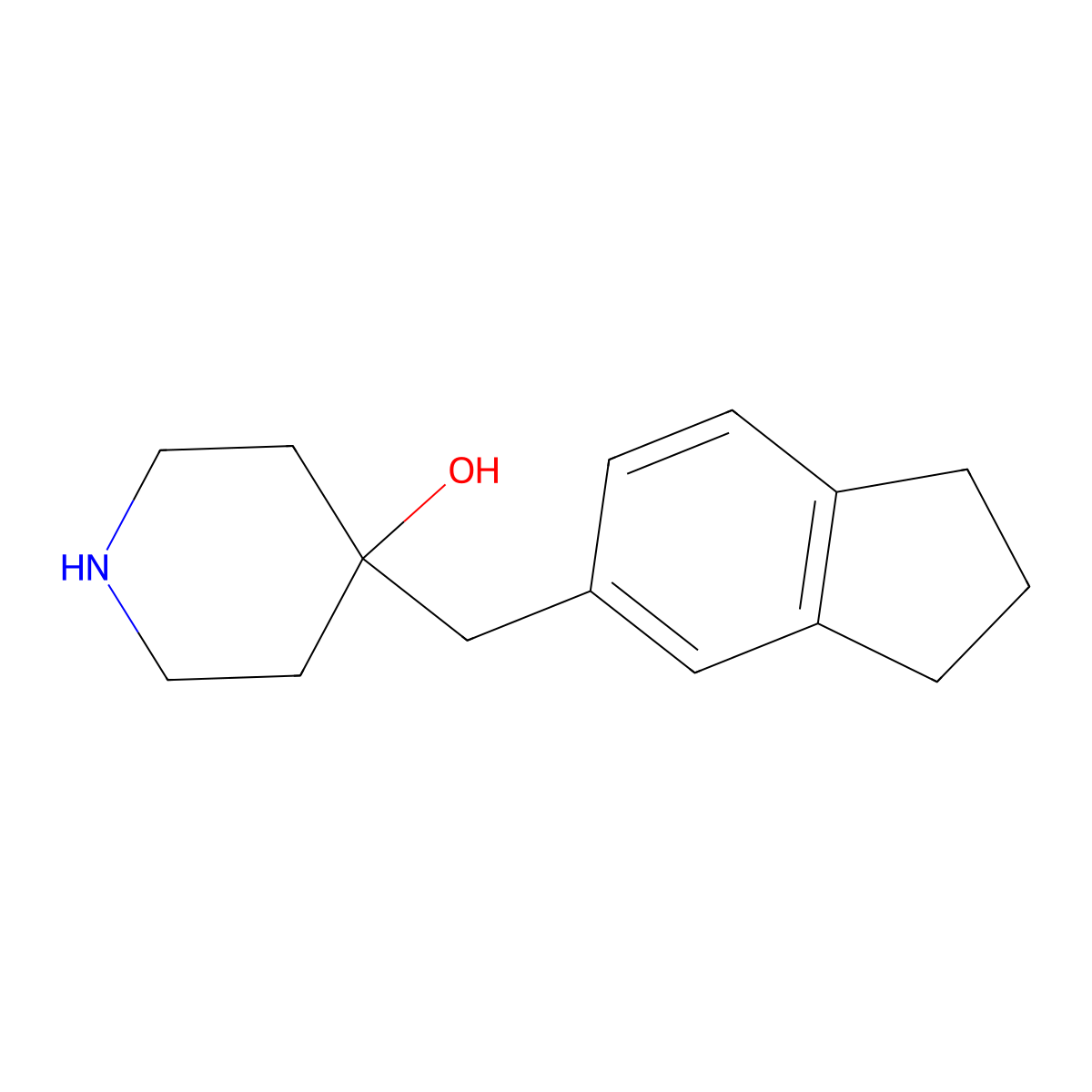 4-((2,3-Dihydro-1h-inden-5-yl)methyl)piperidin-4-ol molecular structure, CAS 1466313-63-2