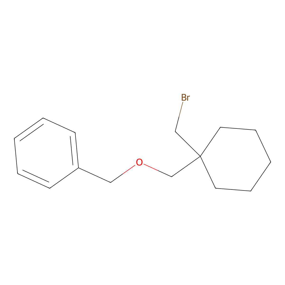 (((1-(Bromomethyl)cyclohexyl)methoxy)methyl)benzene molecular structure, CAS 1466318-15-9