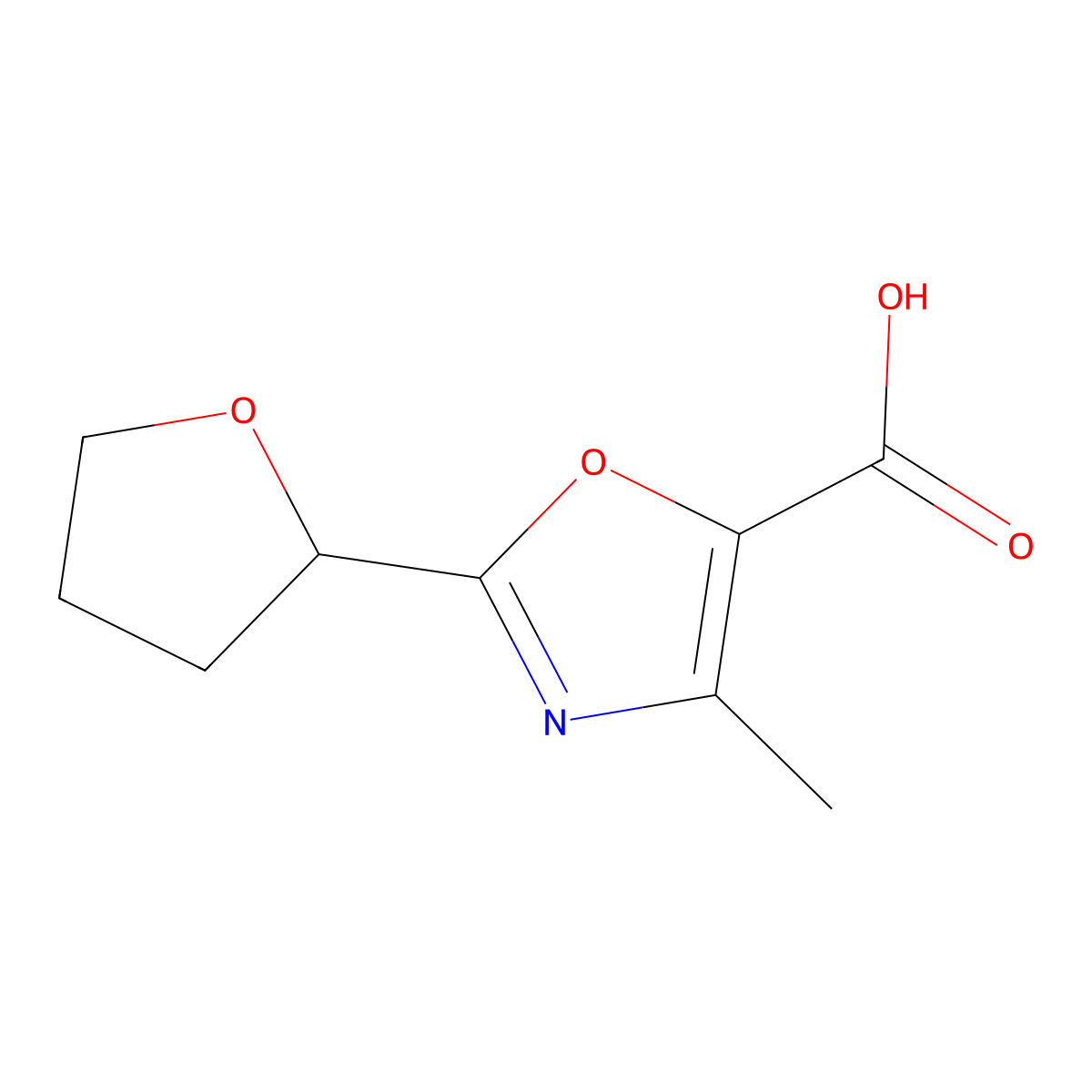 4-Methyl-2-(oxolan-2-yl)-1,3-oxazole-5-carboxylic acid molecular structure, CAS 1466400-79-2