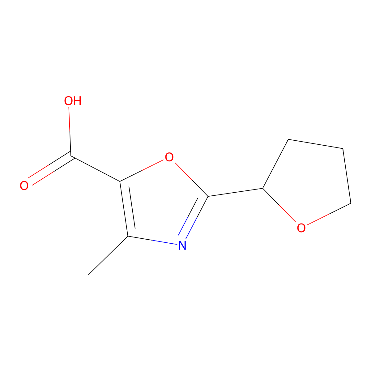 4-Methyl-2-(oxolan-2-yl)-1,3-oxazole-5-carboxylic acid molecular structure, CAS 1466400-79-2