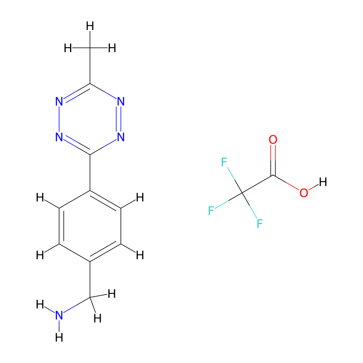 (4-(6-Methyl-1,2,4,5-tetrazin-3-yl)phenyl)methanamine 2,2,2-trifluoroacetate molecular structure, CAS 1466420-02-9