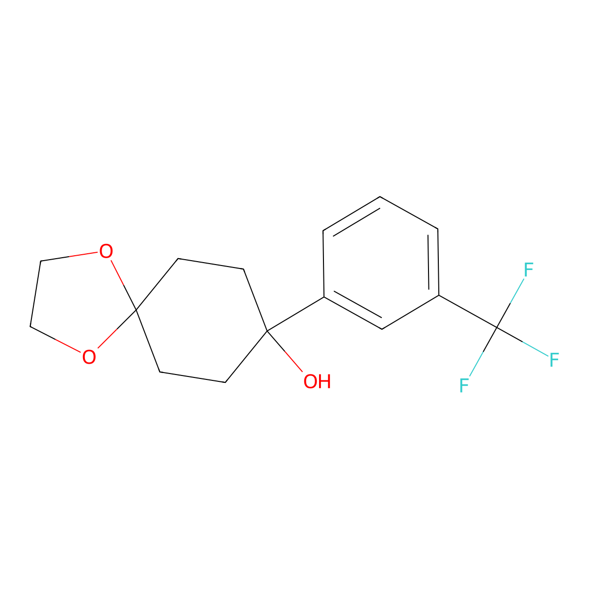 8-(3-(Trifluoromethyl)phenyl)-1,4-dioxaspiro[4.5]decan-8-ol molecular structure, CAS 1466429-14-0