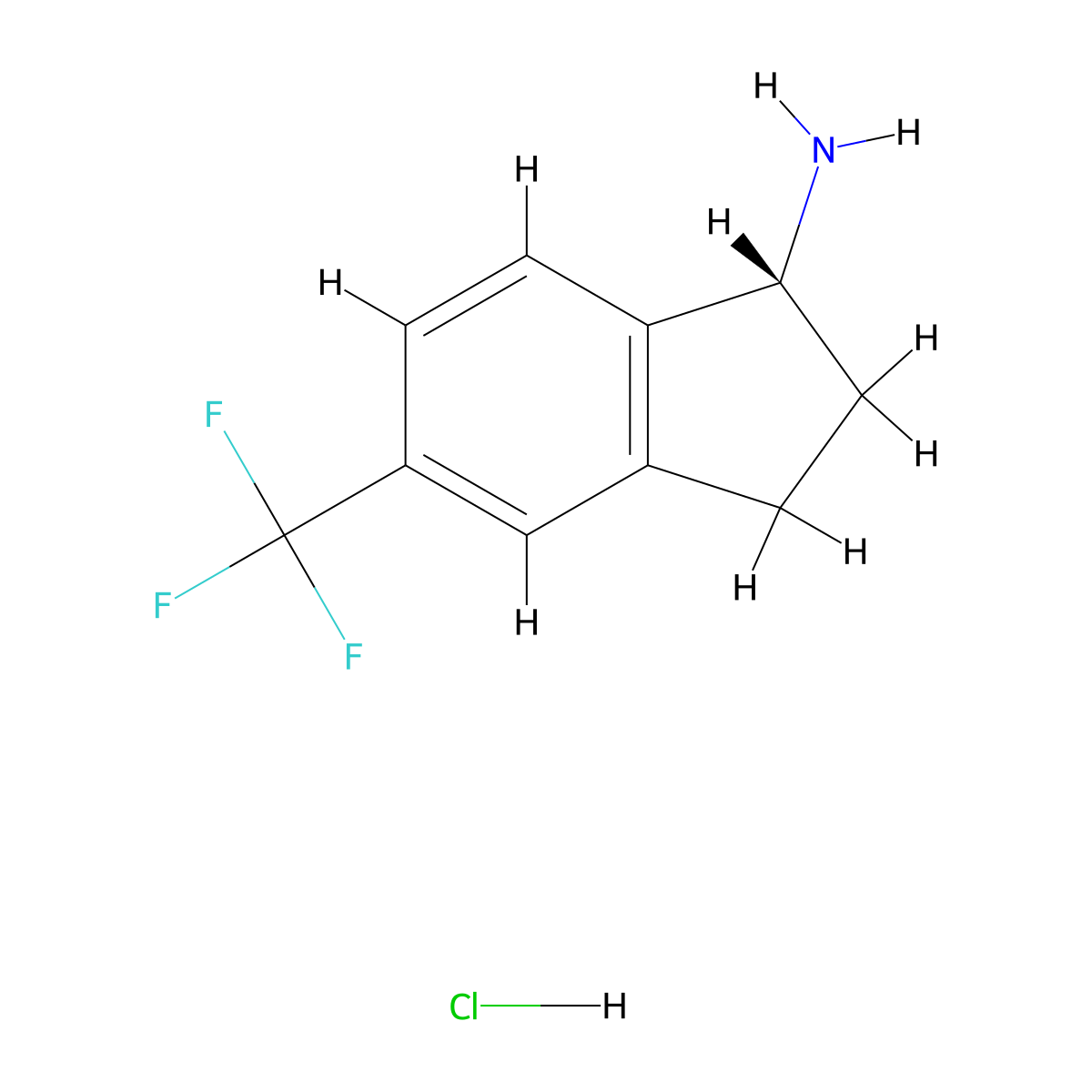 (R)-5-(trifluoromethyl)-2,3-dihydro-1H-inden-1-amine hydrochloride molecular structure, CAS 1466429-17-3