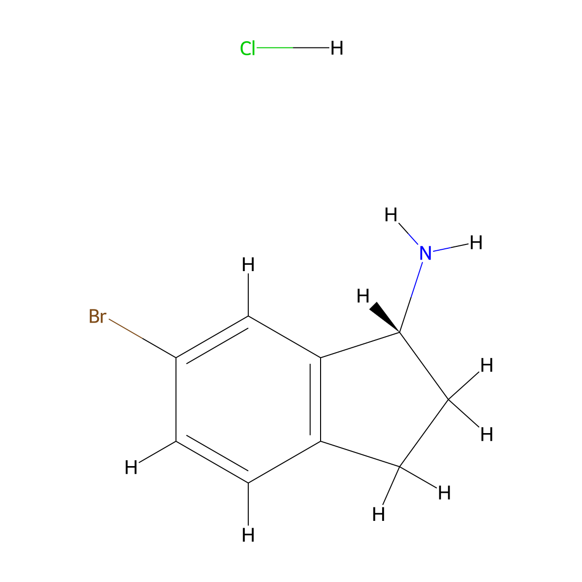 (1R)-6-bromo-2,3-dihydro-1H-inden-1-amine hydrochloride molecular structure, CAS 1466429-22-0