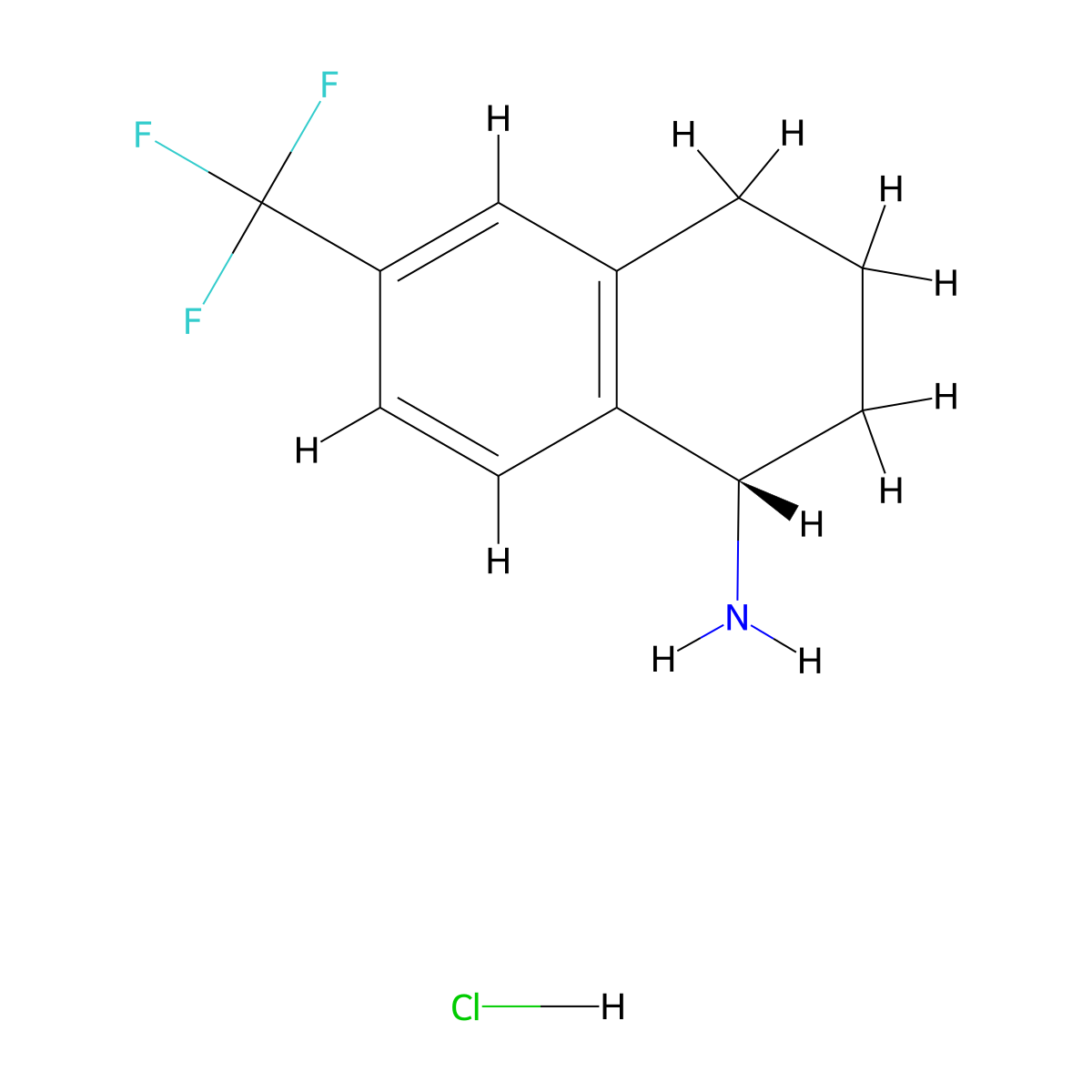 (S)-6-(Trifluoromethyl)-1,2,3,4-tetrahydronaphthalen-1-amine hydrochloride molecular structure, CAS 1466429-35-5
