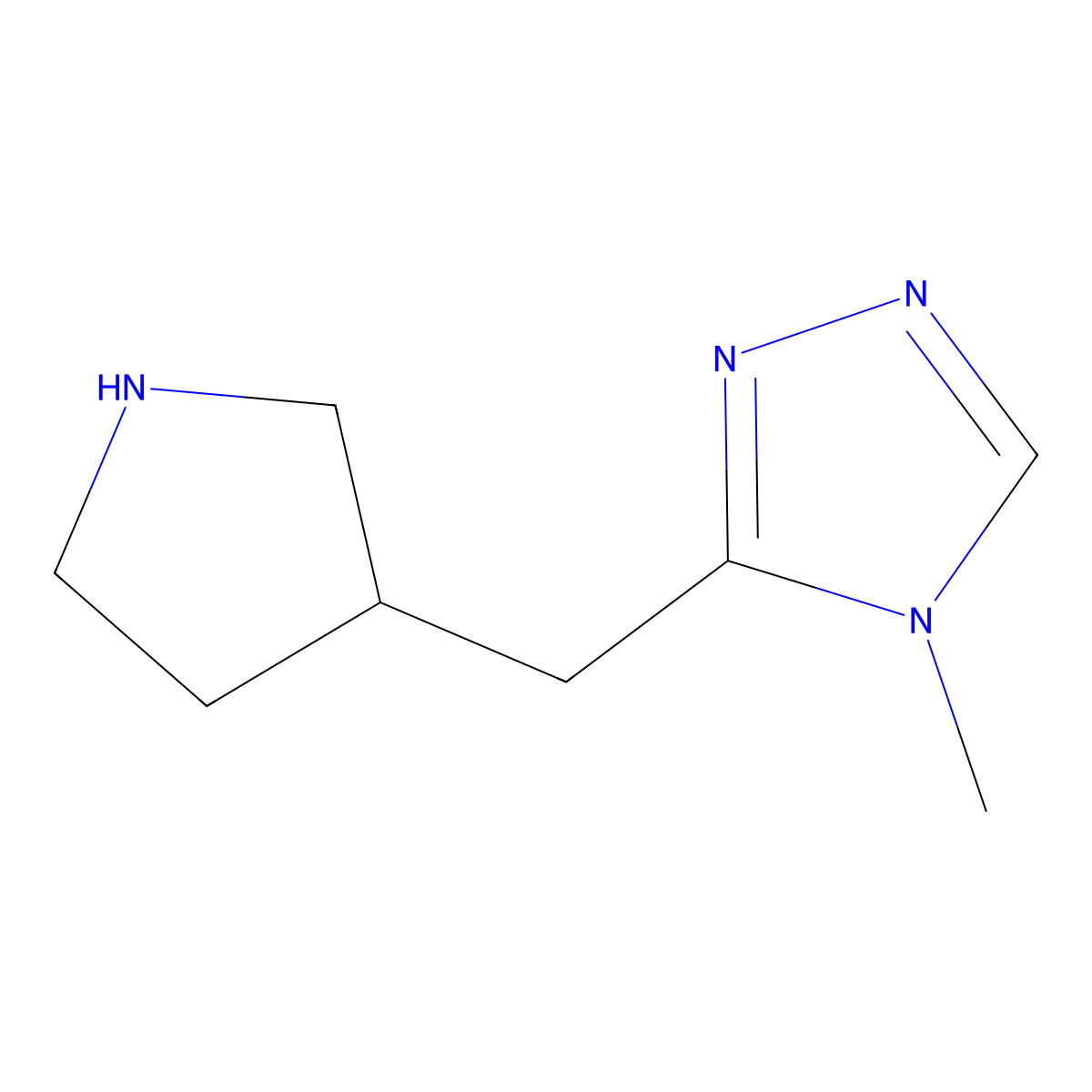4-methyl-3-(tetrahydro-1H-pyrrol-3-ylmethyl)-4H-1,2,4-triazole molecular structure, CAS 1466446-64-9