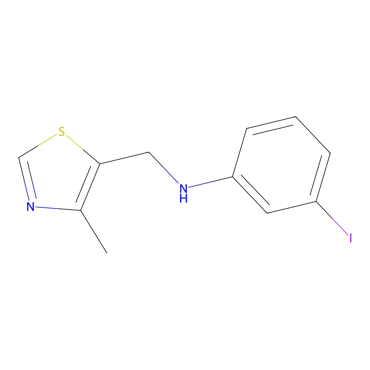 3-iodo-N-[(4-methyl-1,3-thiazol-5-yl)methyl]aniline molecular structure, CAS 1466454-27-2
