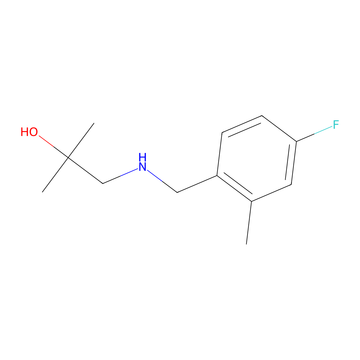 1-{[(4-Fluoro-2-methylphenyl)methyl]amino}-2-methylpropan-2-ol molecular structure, CAS 1466481-67-3