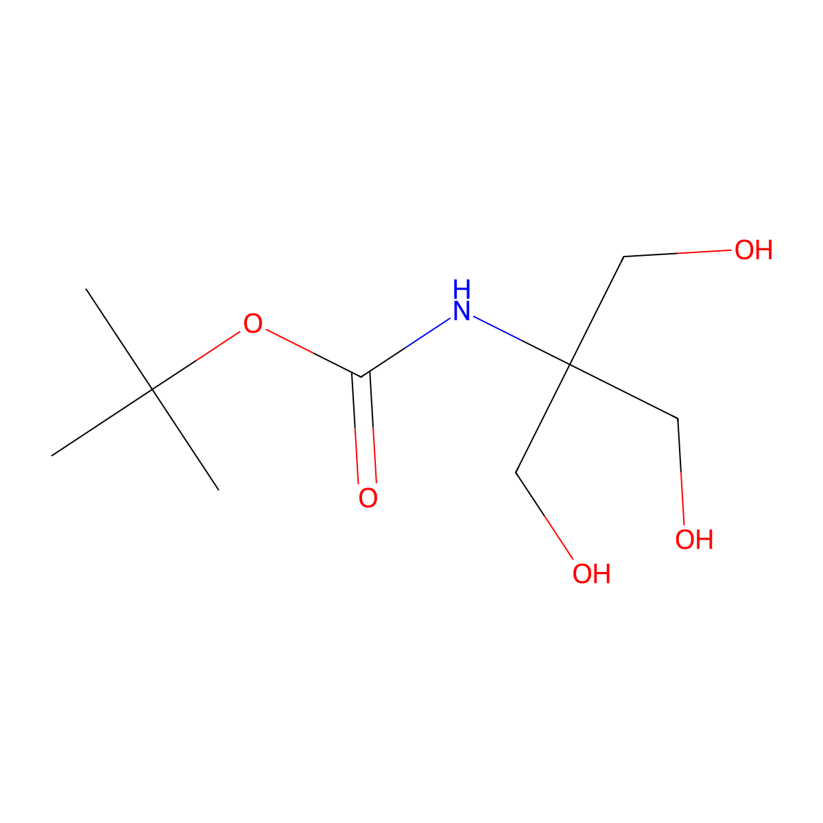 tert-Butyl (1,3-dihydroxy-2-(hydroxymethyl)propan-2-yl)carbamate molecular structure, CAS 146651-71-0
