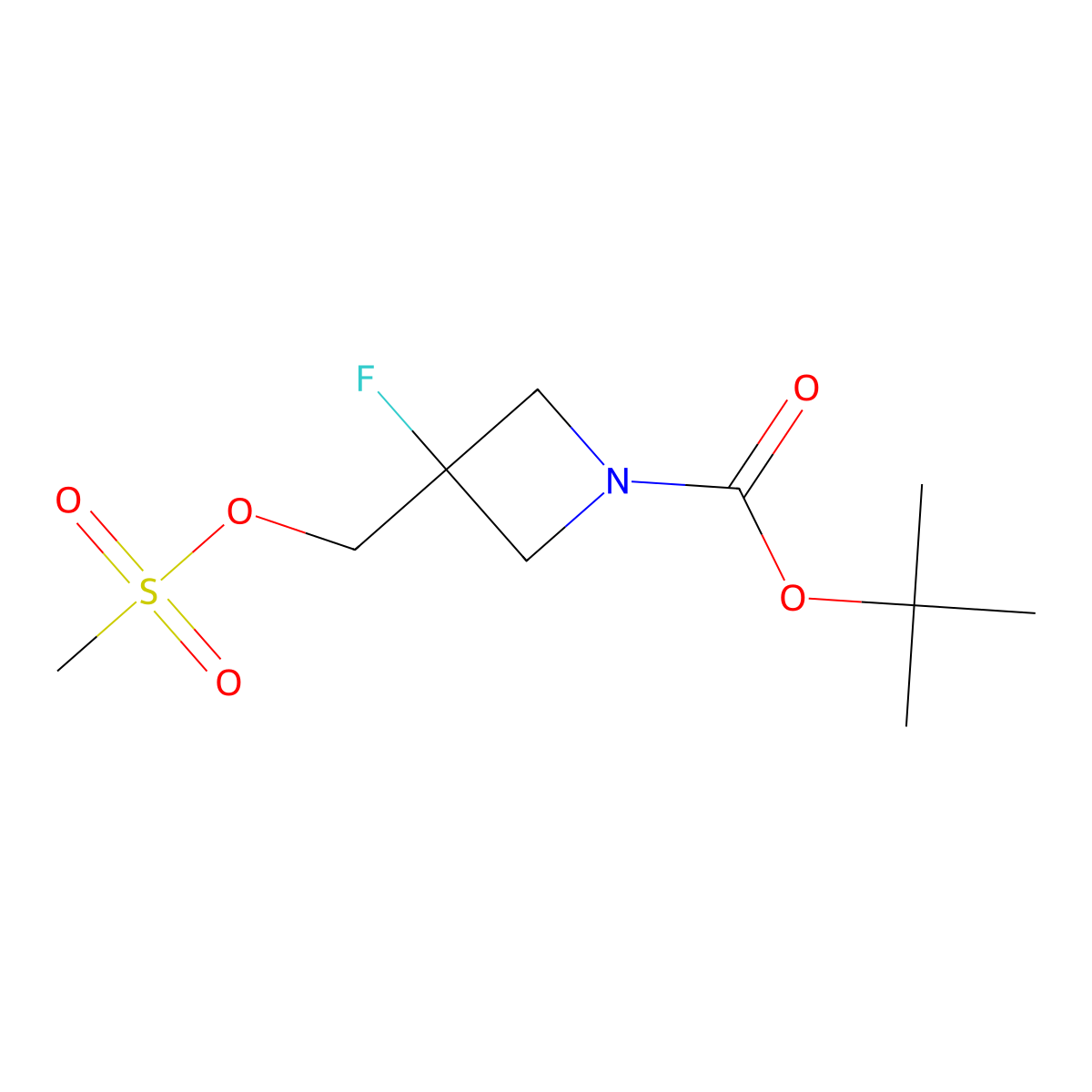 tert-Butyl 3-fluoro-3-(((methylsulfonyl)oxy)methyl)azetidine-1-carboxylate molecular structure, CAS 1466514-75-9