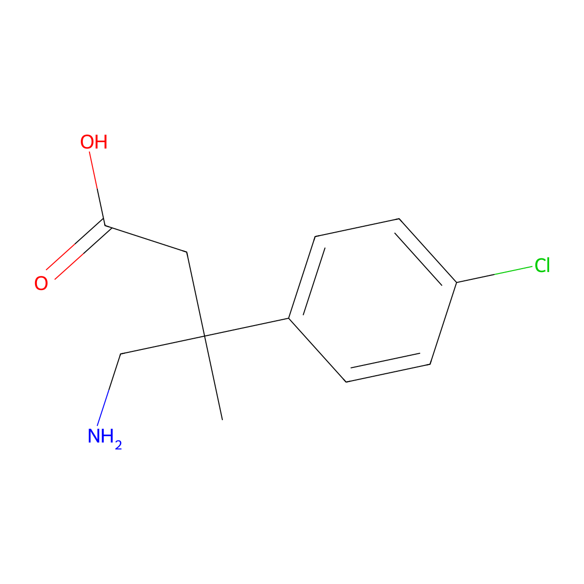 4-Amino-3-(4-chlorophenyl)-3-methylbutanoic acid molecular structure, CAS 1466524-43-5