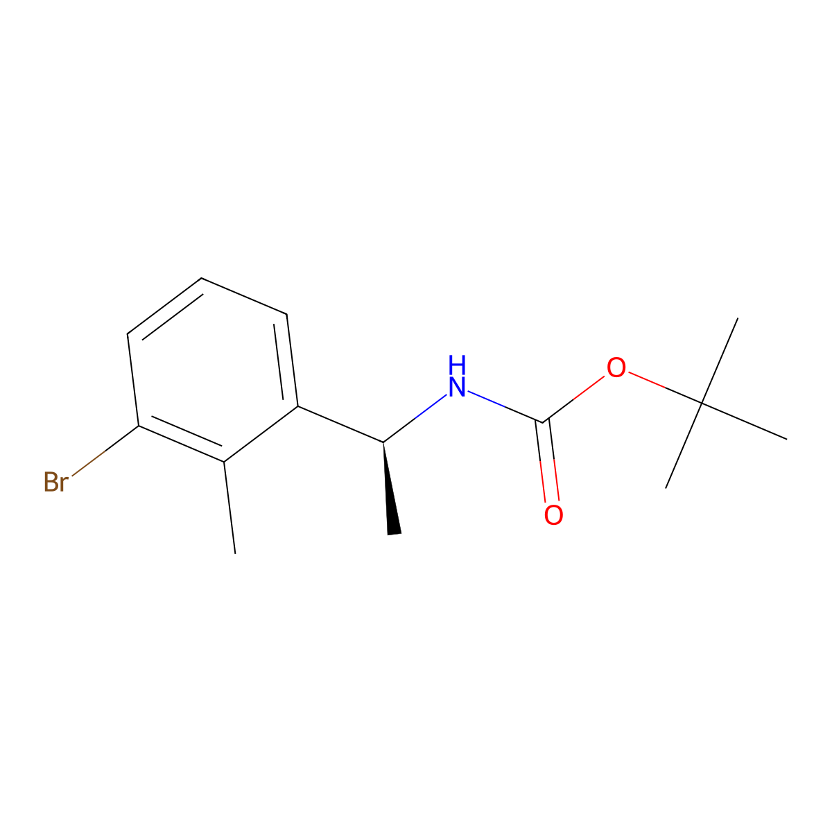 tert-Butyl (S)-(1-(3-bromo-2-methylphenyl)ethyl)carbamate molecular structure, CAS 1466528-35-7